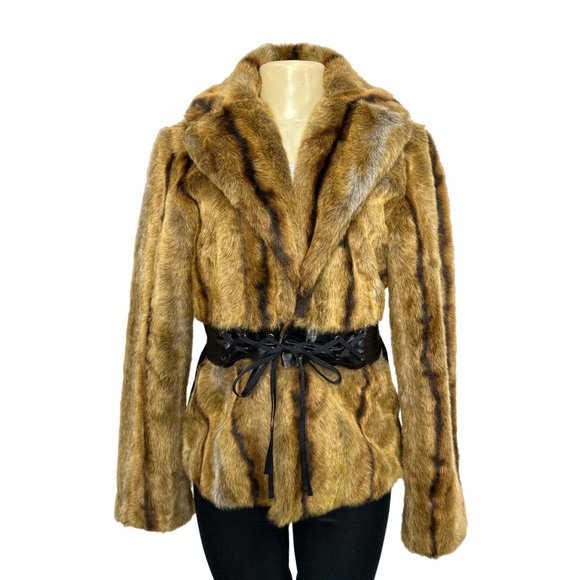 MARVIN Jackets & Blazers - Vintage Chic MARVIN Womens Brown Faux Fur Coat